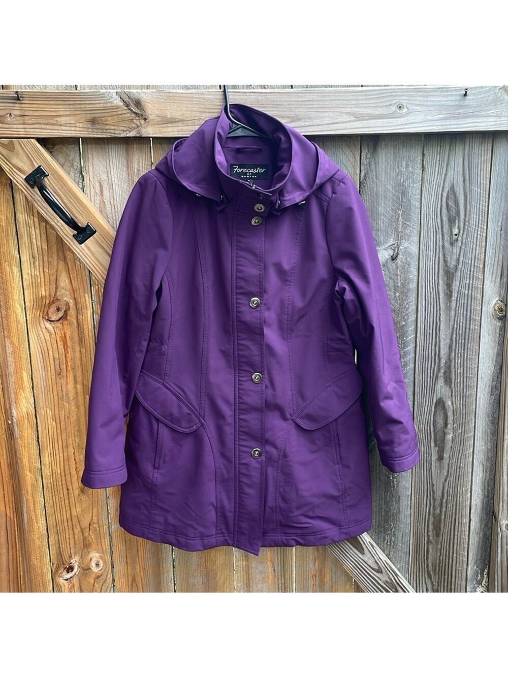 Forecaster of Boston Women's Zip Button Jacket Coat Insulated Med Purple